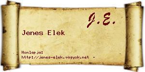 Jenes Elek névjegykártya